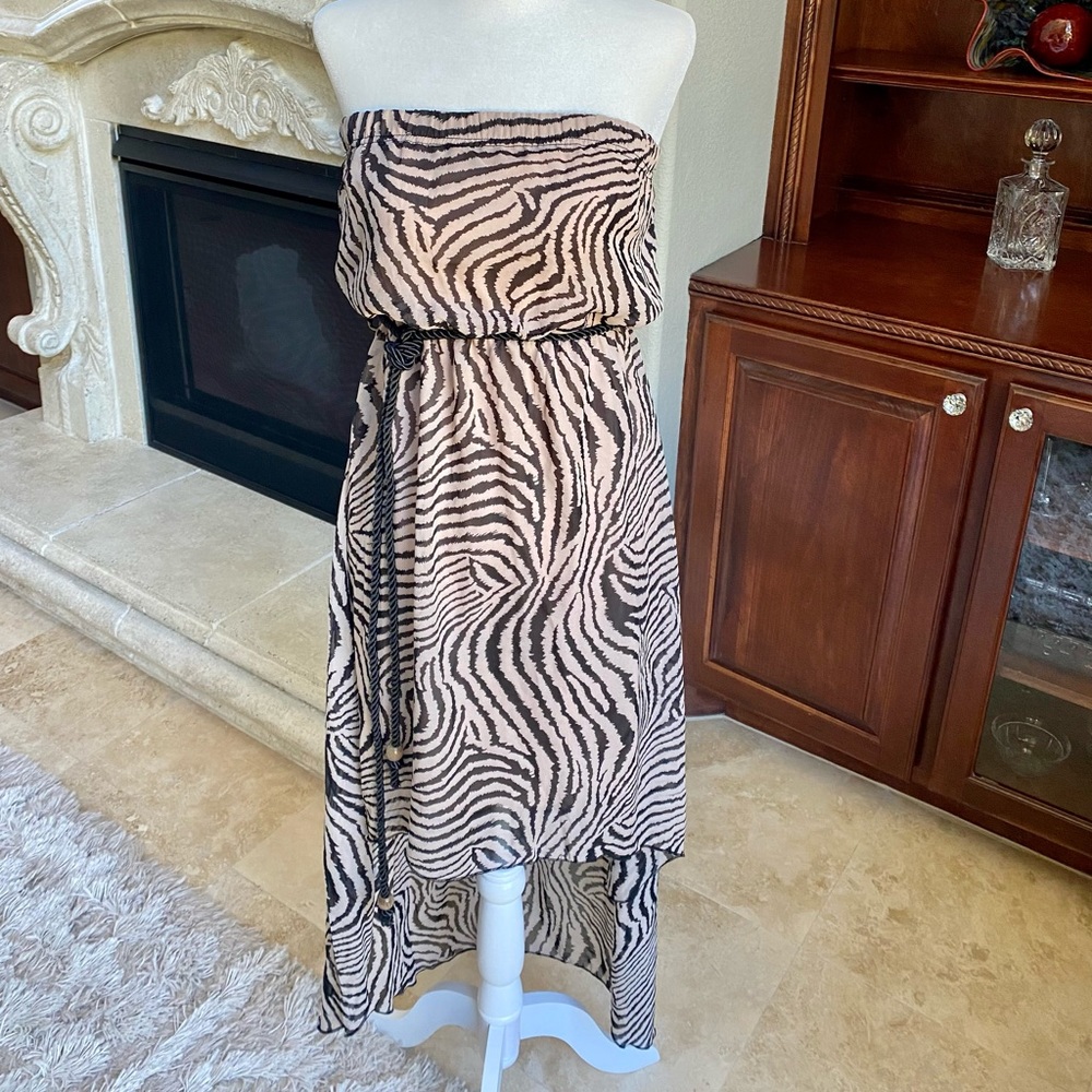 Poetry Strapless Zebra Dress